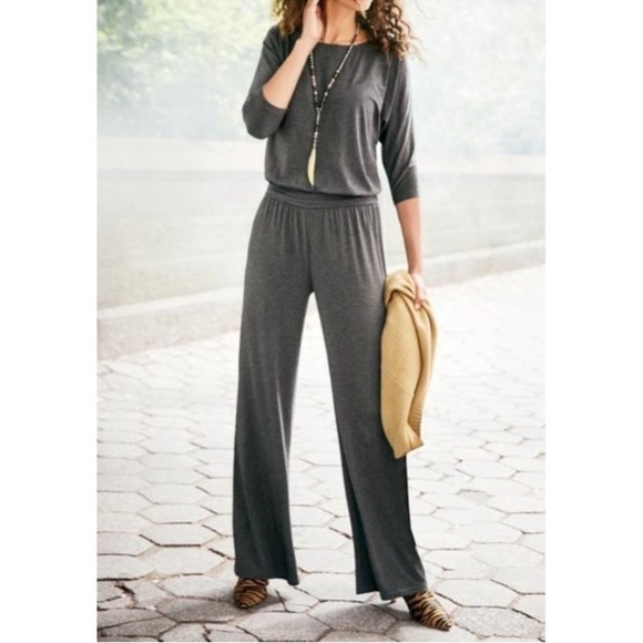 Soft Surroundings Gray Toujours Jumpsuit Modal Jersey Knit  SOFT XL NWOT Neutral - Picture 16 of 16